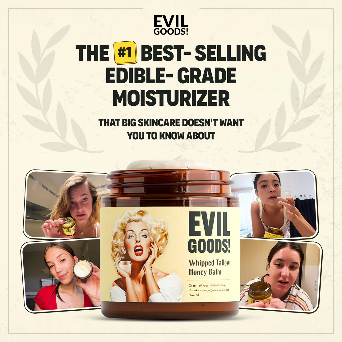 Evil Goods Balm Moisturizer for Skin, Face, Lips, Body